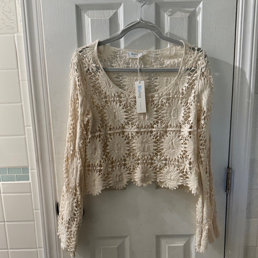 Blush Beige Crochet Lace Blouse